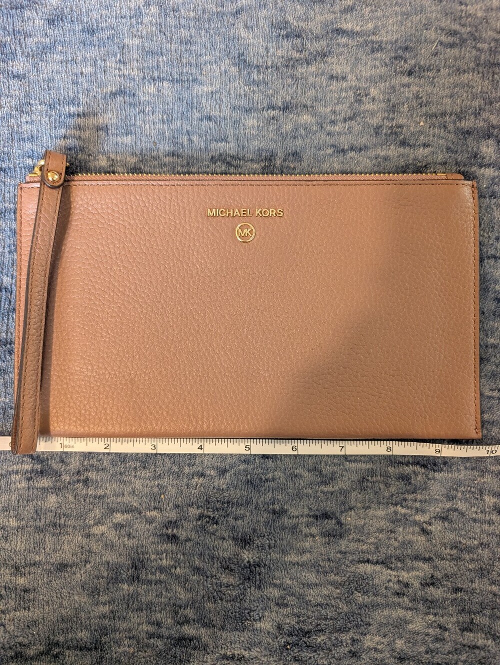 Michael Kors Taupe Leather Zip Clutch